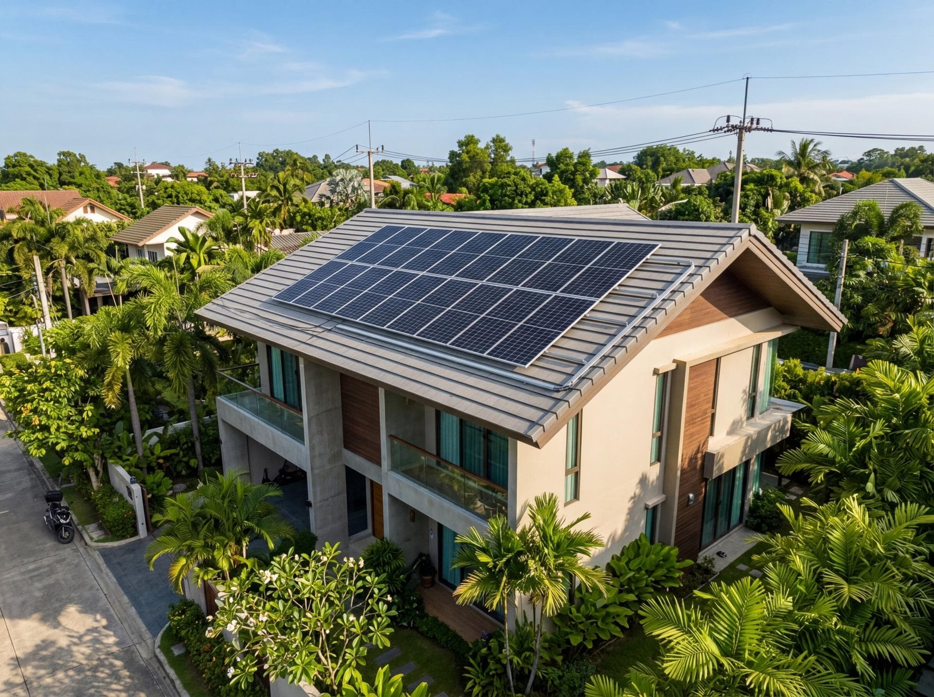 Residential rooftop solar panel installation
